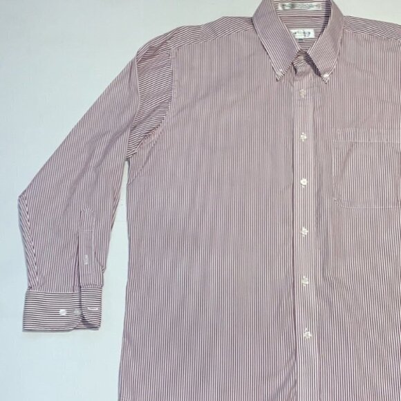 𝅺van Heusen white/red stripe button down shirt US Neck size 16.5 32x33 - Picture 4 of 10